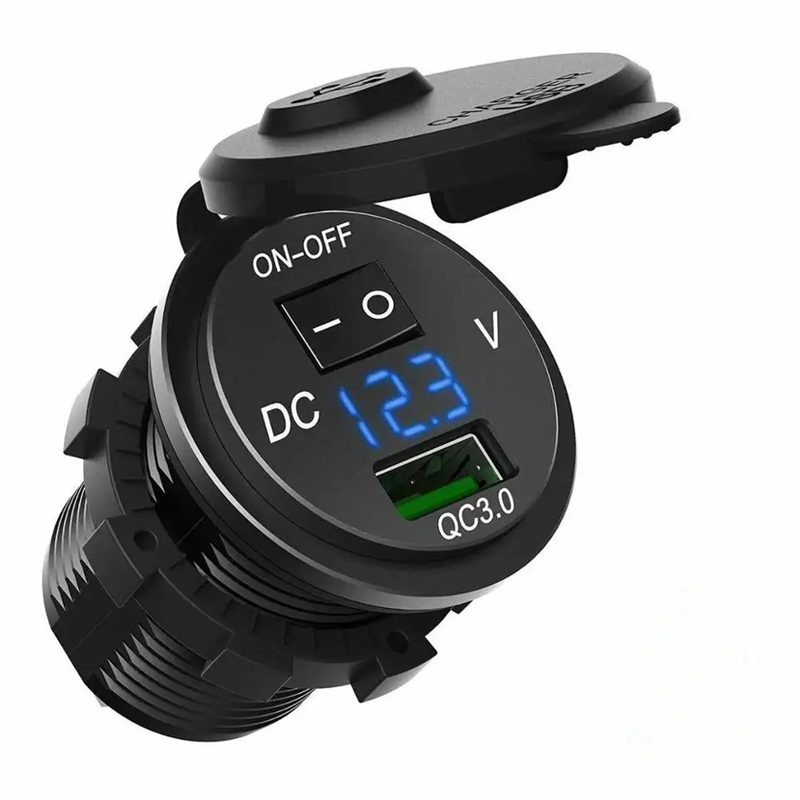 USB CHARGER SOCKET WITH SWITCH AND VOLTMETER