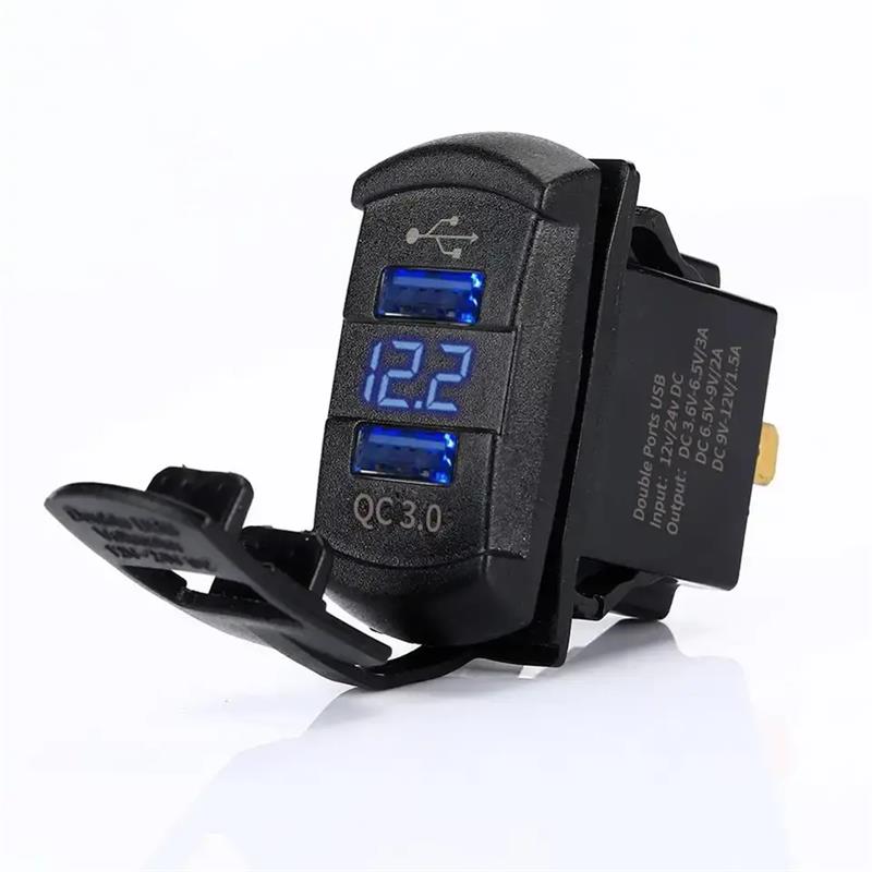 Rocker style Waterproof USB Dual QC3.0 Quick Charger Power Charging Socket Outlet Adapter for Marine