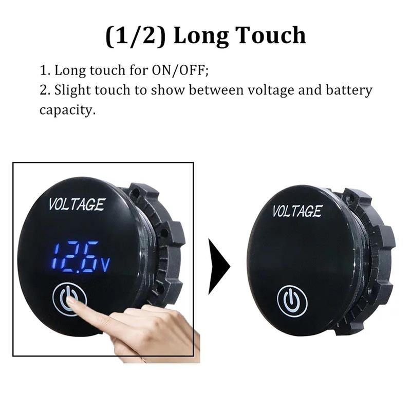 12V Car Motorcycle Volt Meter Gauge with Reverse Connection Waterproof LED Digital Voltmeter 