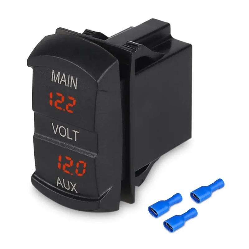 Rocker Style 12V 24V Digital Panel Dual Voltmeter Voltage Monitor Pickup RV for Dual battery