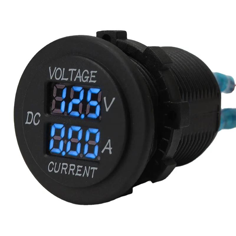 12V/24V Red Car Round Digital LED Ammeter Voltmeter Dual Amp Volt Meter Gauge