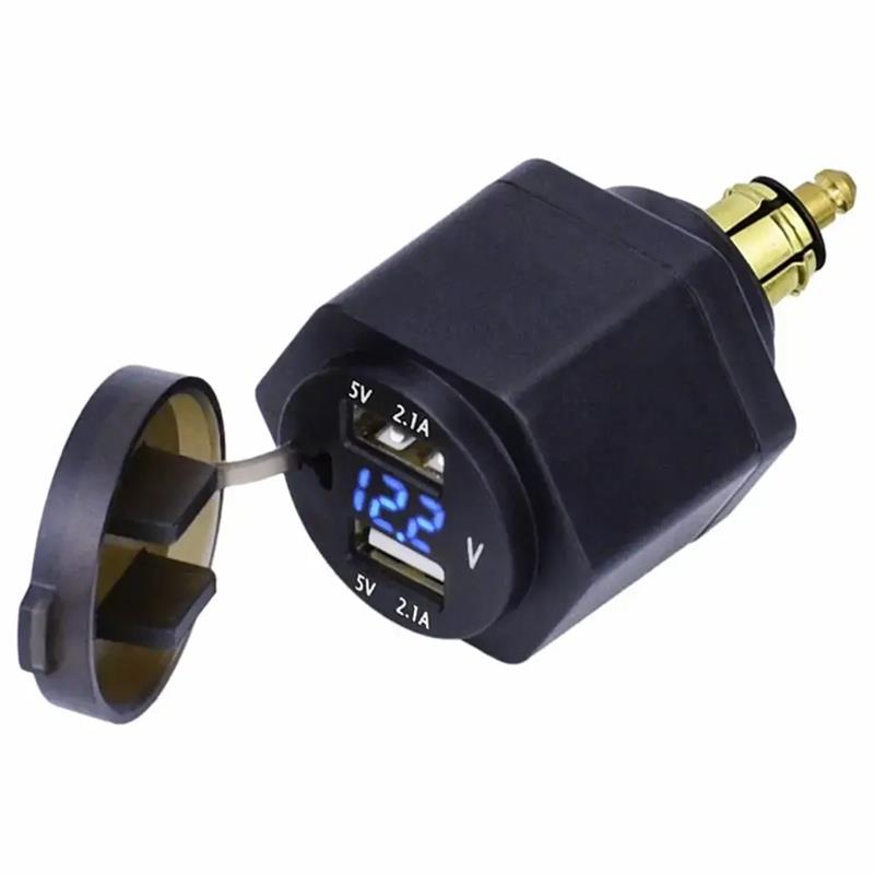 12v Motorcycle DIN USB 4.2A with Voltmeter adapter