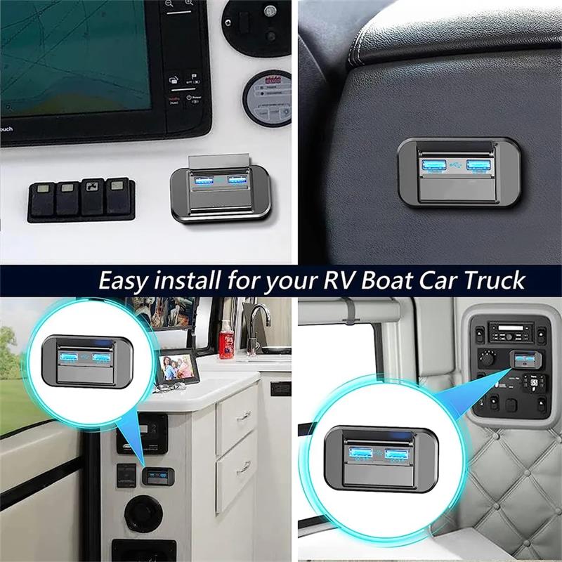 12-24V Dual Ports 3.1A USB Car Charger Outlet Socket Waterproof Cover Wall mounted for RV BUS Truck 