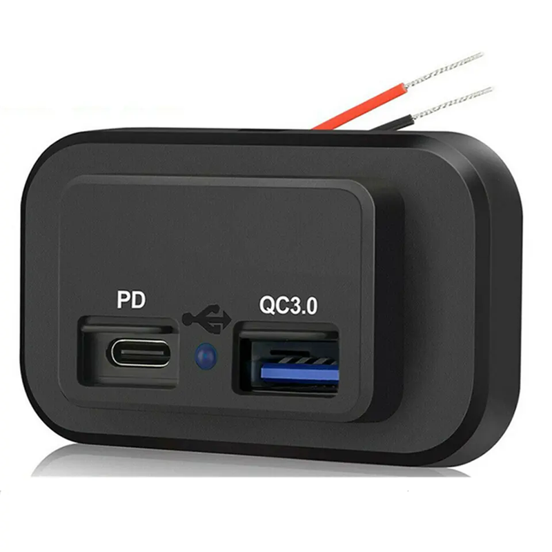 QC3.0 USB & PD Type-C Ports Car Charger Socket Adapter 12V/24V Waterproof Power Panel for Bus Marine